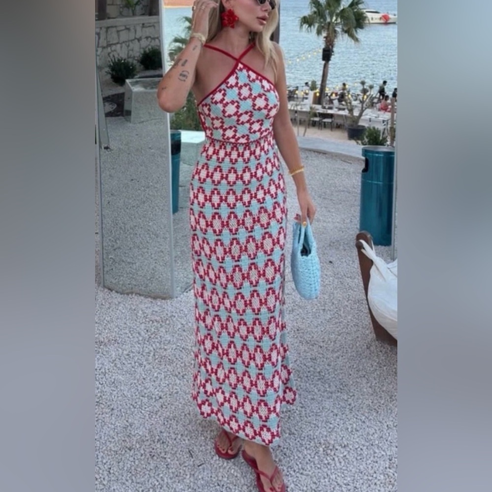 Crochet Halter Maxi Dress